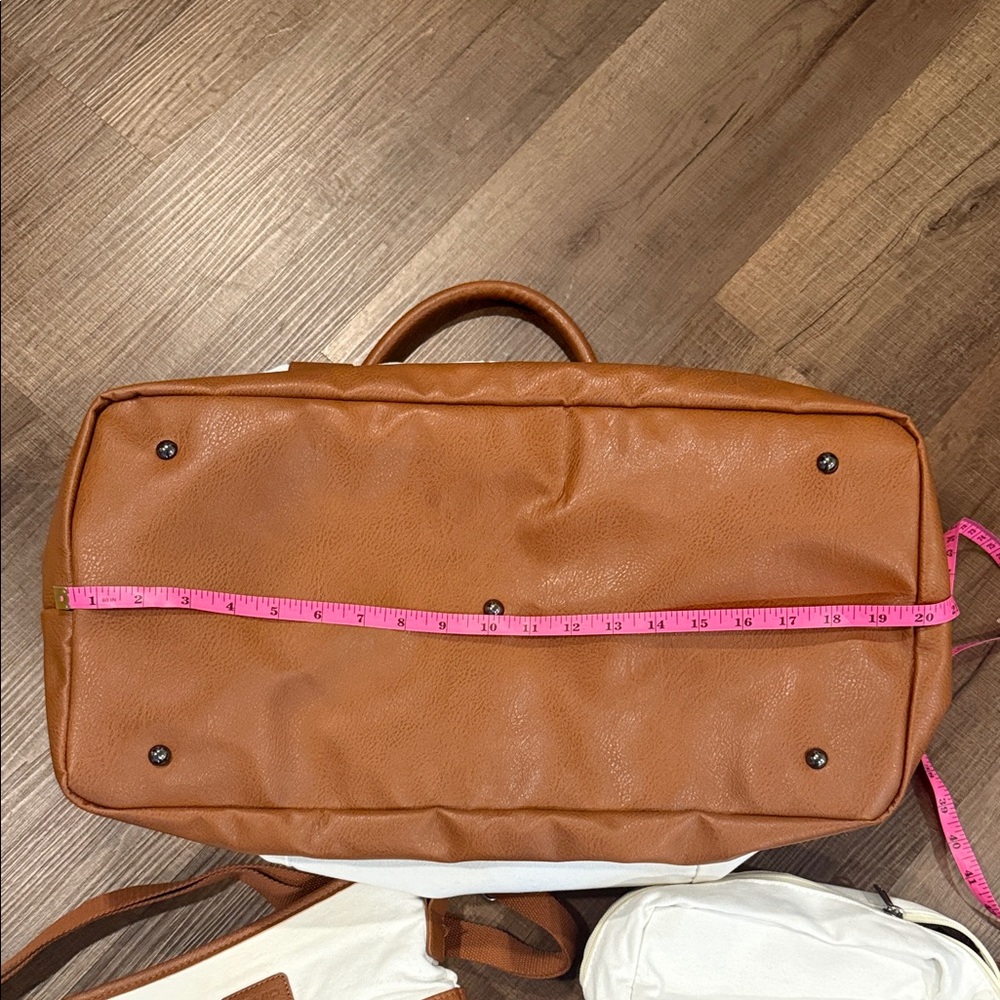 3 piece weekend faux leather and canvas travel set - Picture 2 of 14